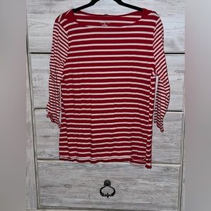 Merona red and white striped top